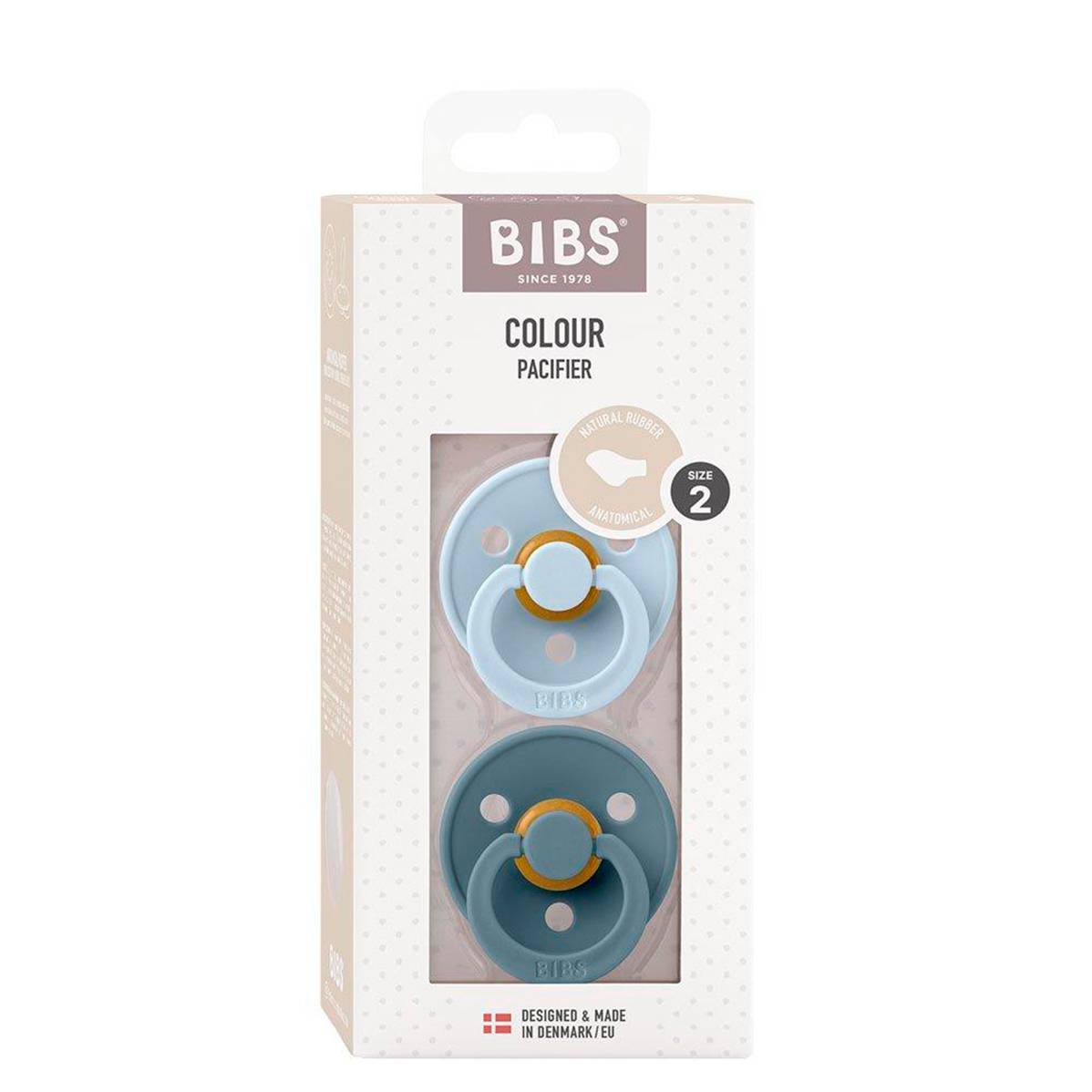 Chupete BIBS Colour, paquete de 4, chupete sin BPA, Tetina redonda. Látex  natural, Fabricado en Dinamarca/UE. 0-6 meses (paquete de 2), Baby Blue  Colours : .es: Bebé