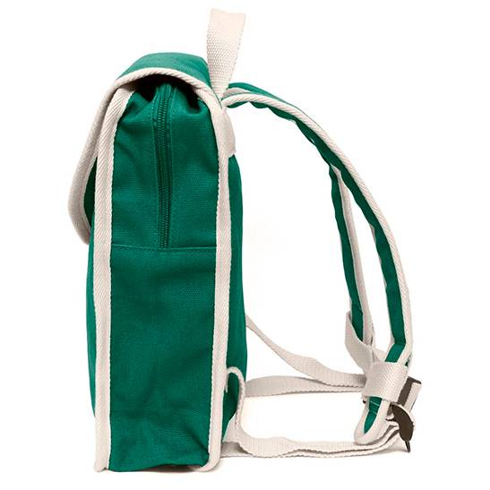 mochila verde algodon lateral
